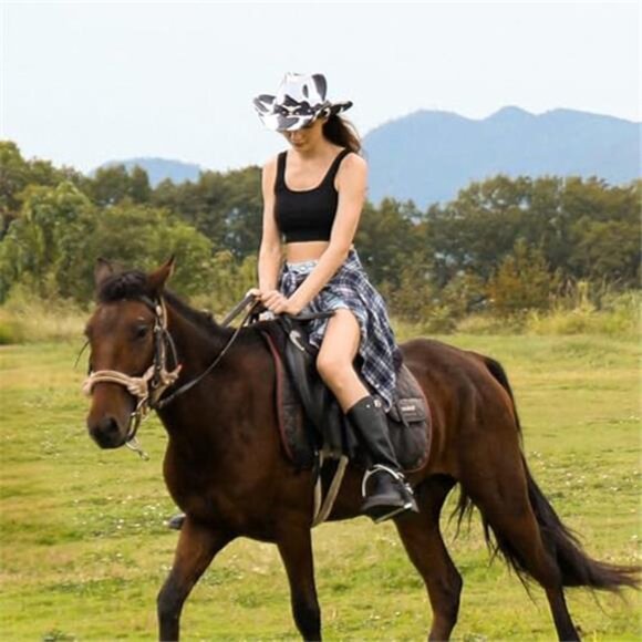 Straw Cowboy Hat for Men and Women Cowboys Cowgirls Woven Crease for Western main image 4